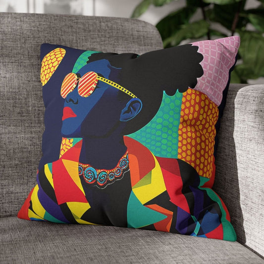 Afro Puffs Geometric Pillow - Afrocentric Art by The Trini Gee