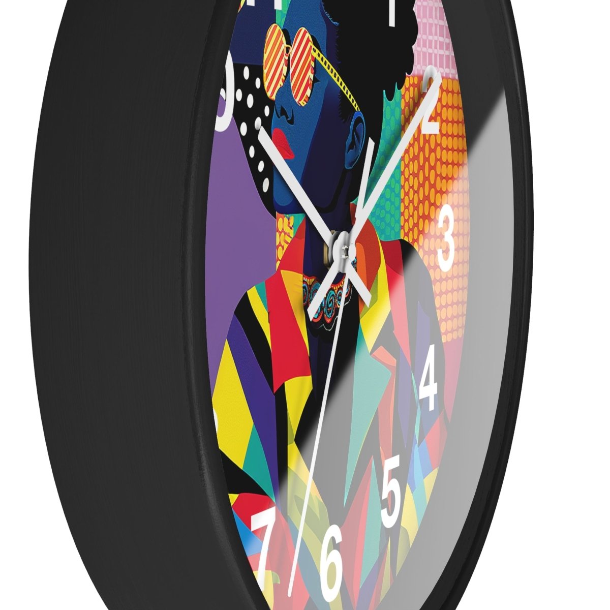 Afro Puffs Geometric Wall Clock - Afrocentric Art by The Trini Gee