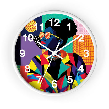Afro Puffs Geometric Wall Clock - Afrocentric Art by The Trini Gee