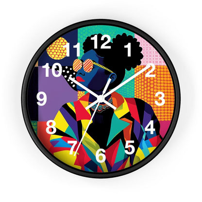 Afro Puffs Geometric Wall Clock - Afrocentric Art by The Trini Gee