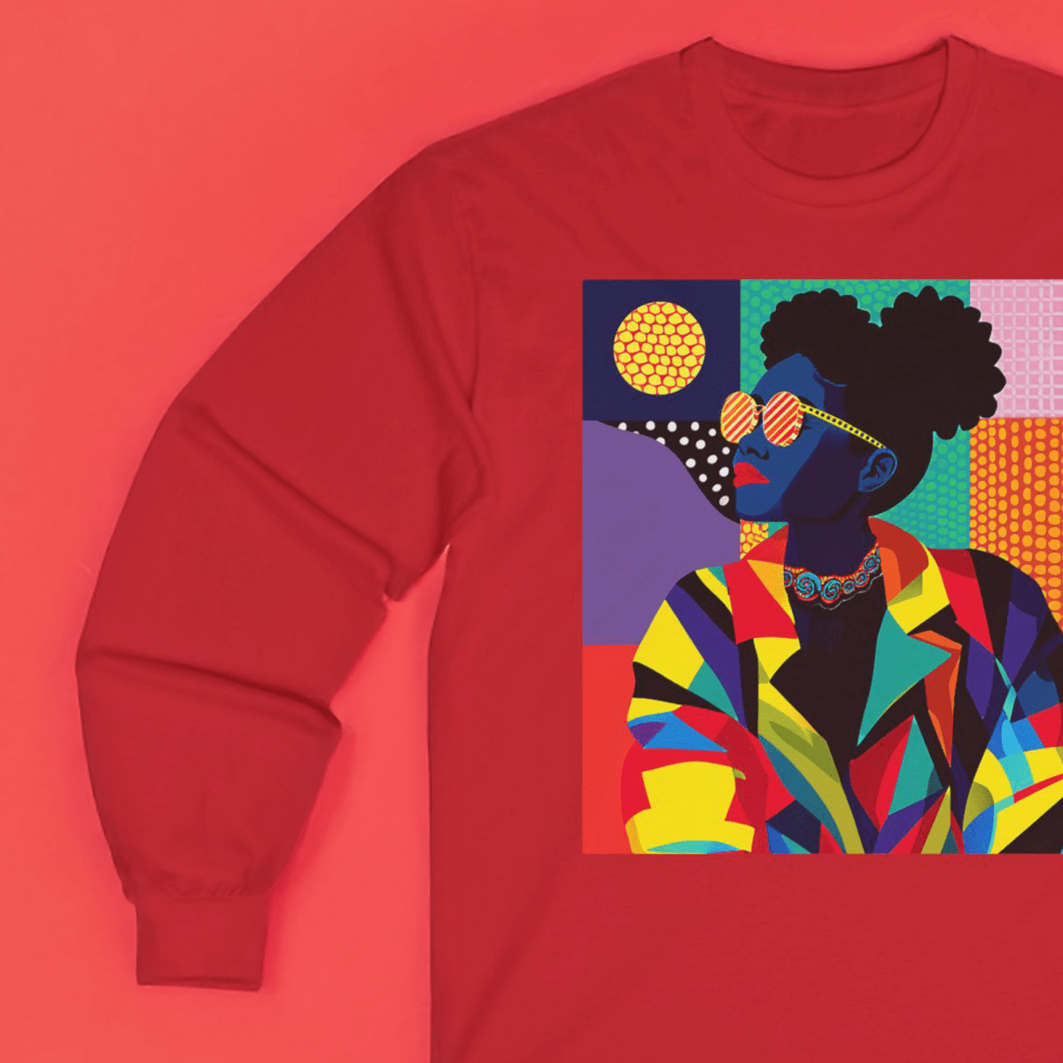 Afro Puffs Long Sleeve Shirt - Afrocentric Art by The Trini Gee