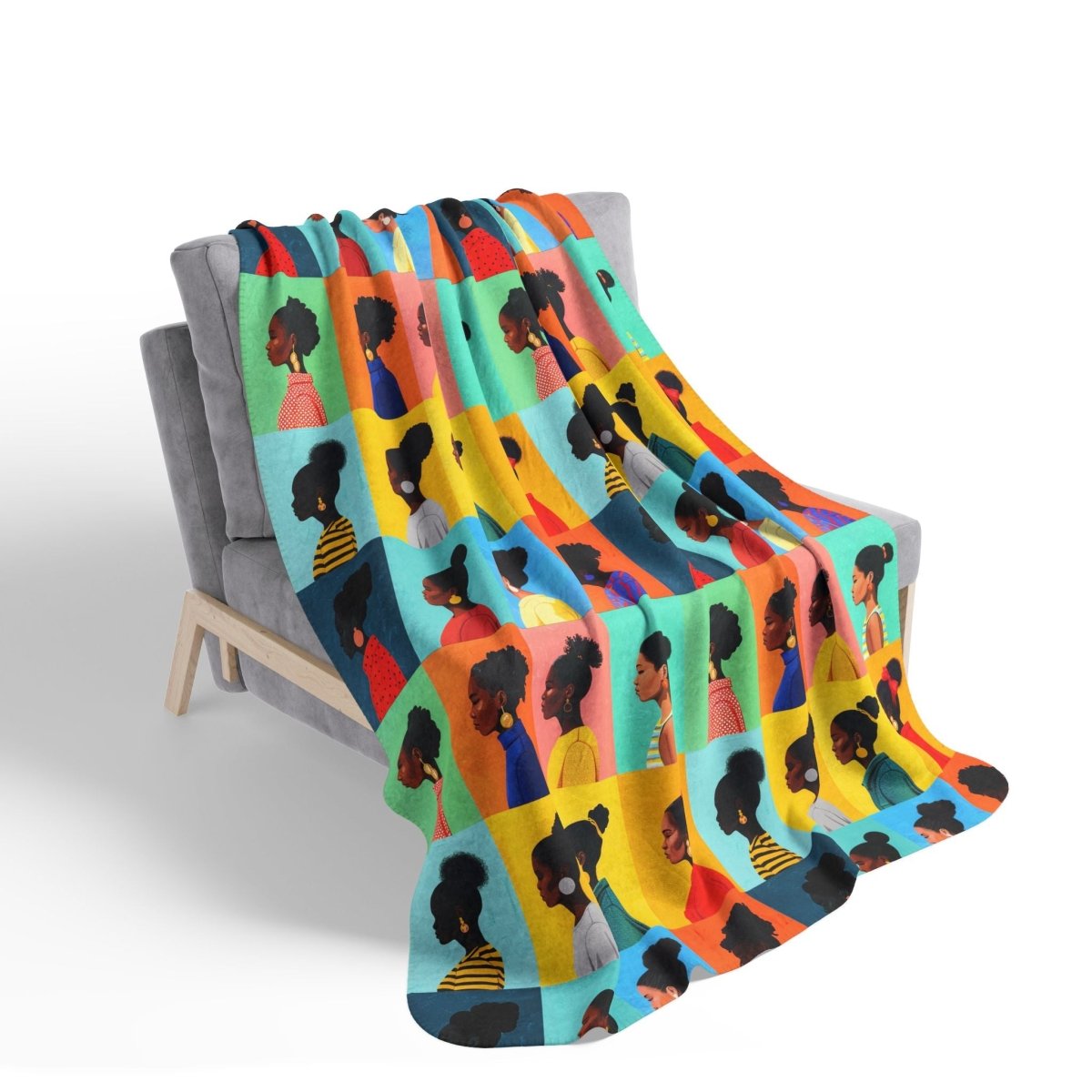 Afro Puffs Sherpa Blanket - Afrocentric Art by The Trini Gee