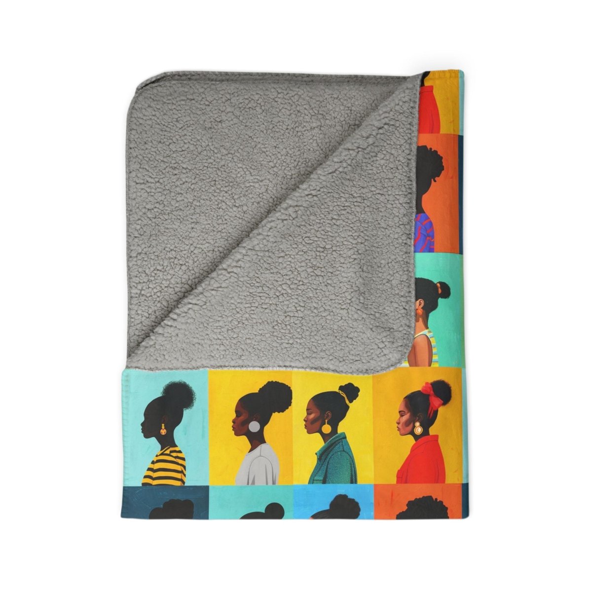 Afro Puffs Sherpa Blanket - Afrocentric Art by The Trini Gee