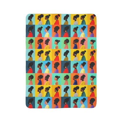 Afro Puffs Sherpa Blanket - Afrocentric Art by The Trini Gee