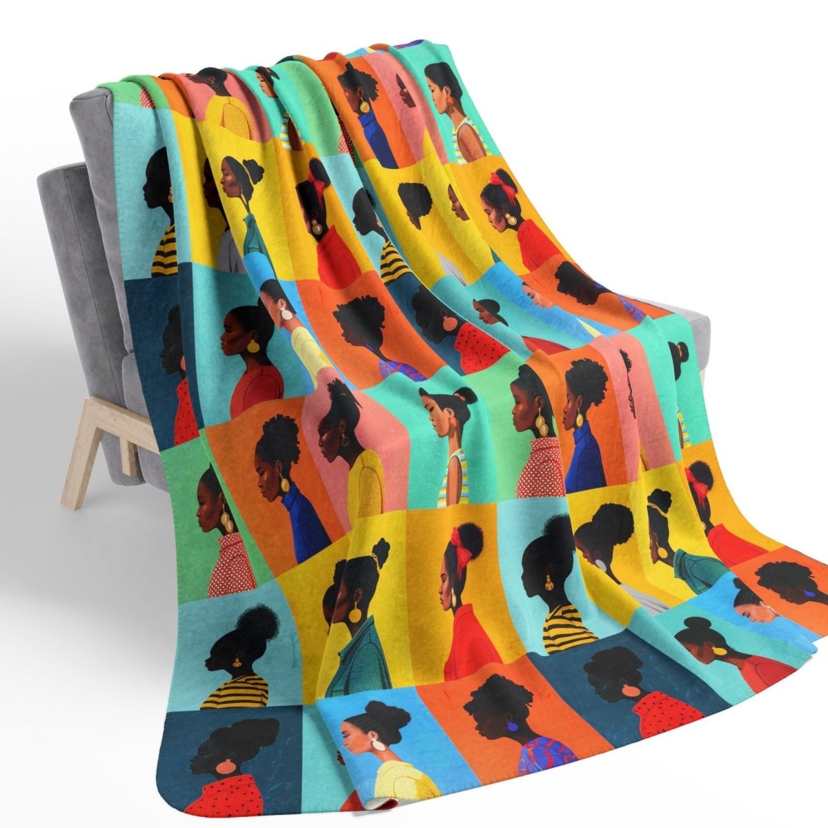 Afro Puffs Sherpa Blanket - Afrocentric Art by The Trini Gee