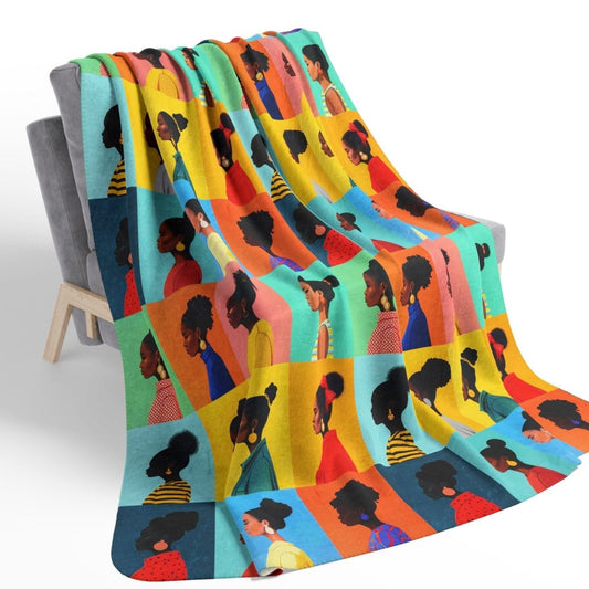 Afro Puffs Sherpa Blanket - Afrocentric Art by The Trini Gee