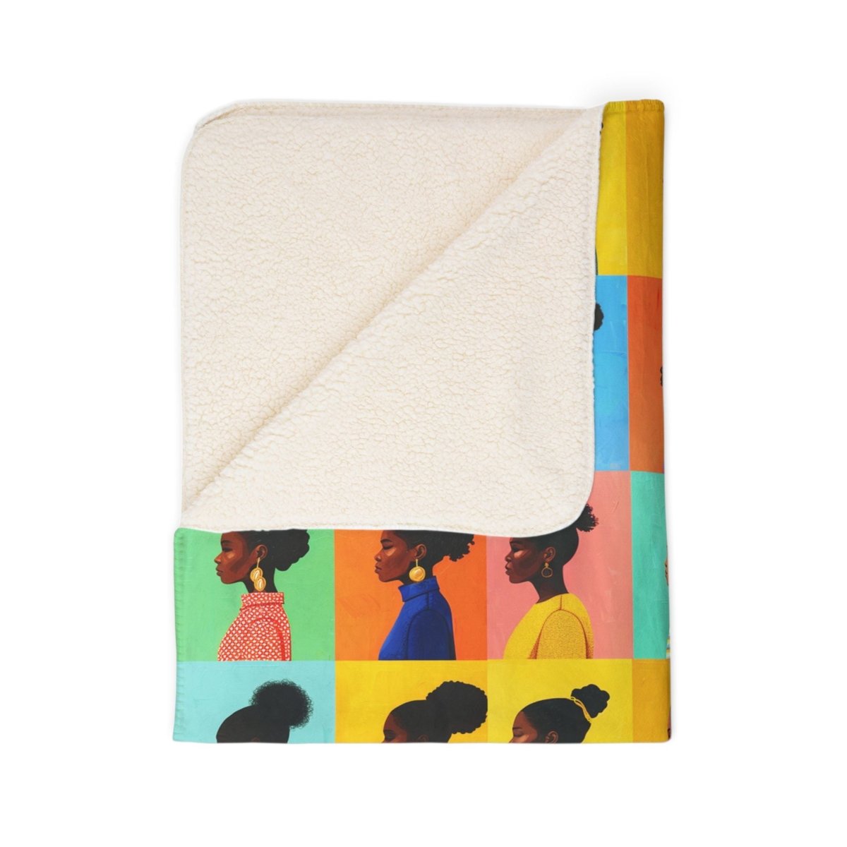 Afro Puffs Sherpa Blanket - Afrocentric Art by The Trini Gee