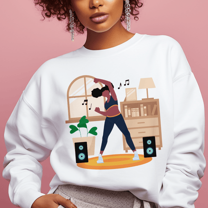 Afro Puffs Workout Sweatshirt - Afrocentric Art by The Trini Gee