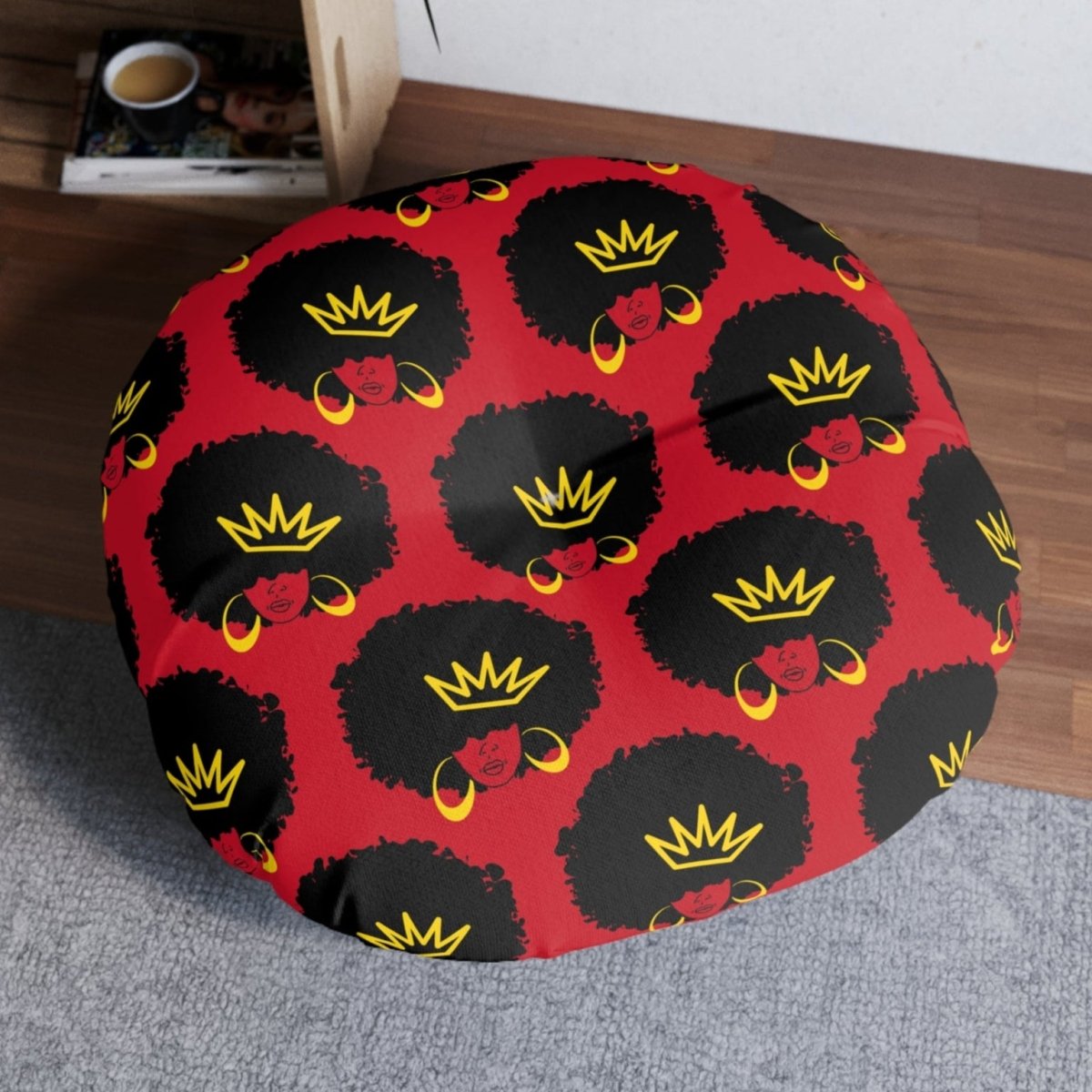 Afro Queen Floor Pillow - Afrocentric Art by The Trini Gee