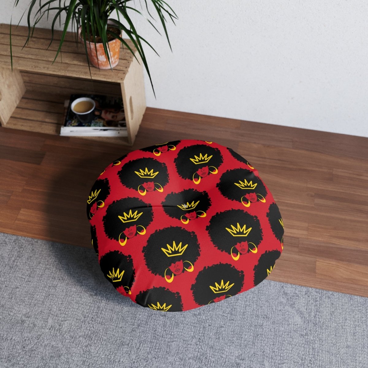 Afro Queen Floor Pillow - Afrocentric Art by The Trini Gee