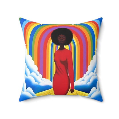 Afro Rainbow Pillow - Afrocentric Art by The Trini Gee