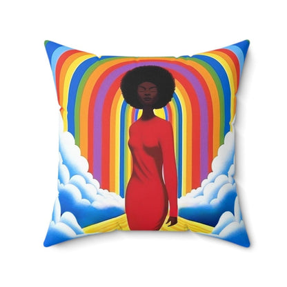 Afro Rainbow Pillow - Afrocentric Art by The Trini Gee