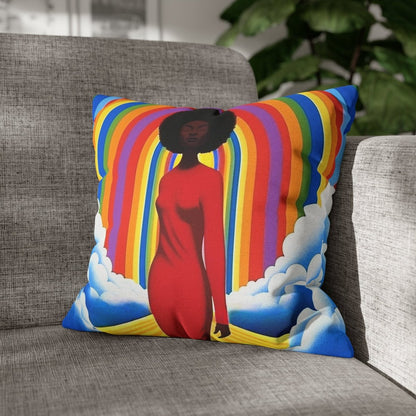 Afro Rainbow Pillow - Afrocentric Art by The Trini Gee