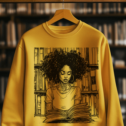 Afro Reader Sweatshirt - Afrocentric Art by The Trini Gee