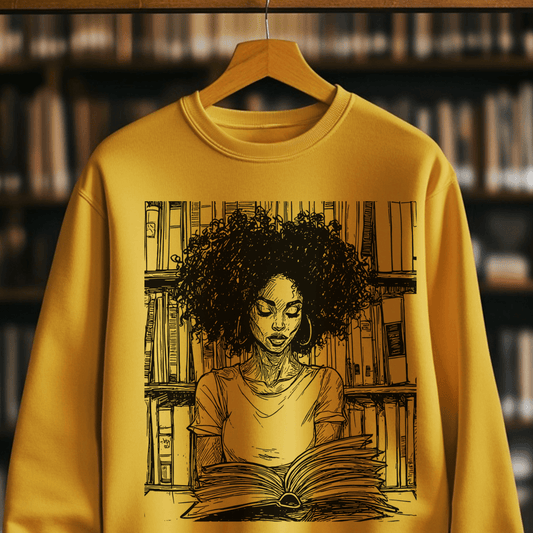 Afro Reader Sweatshirt - Afrocentric Art by The Trini Gee