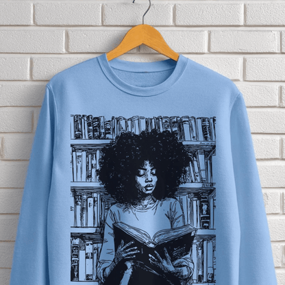 Afro Reader Sweatshirt - Afrocentric Art by The Trini Gee