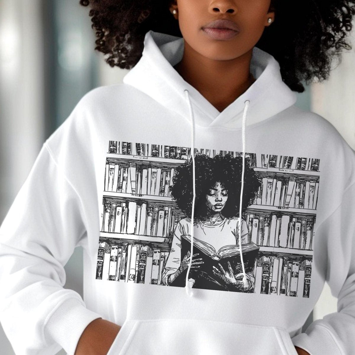 Afro Reading Hoodie - Afrocentric Art by The Trini Gee