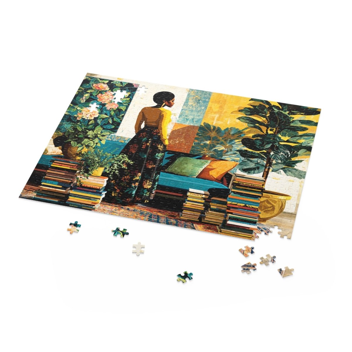 Afro Reading Room Puzzle - Afrocentric Art by The Trini Gee