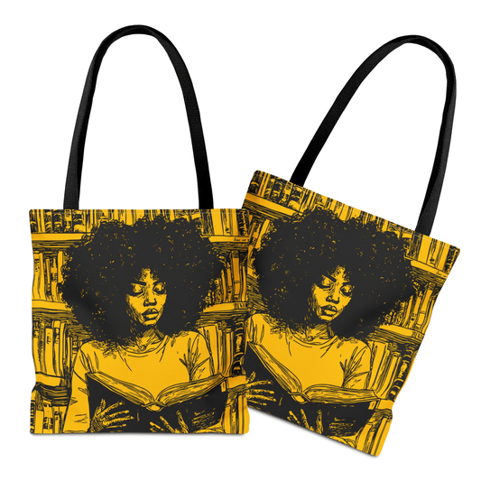 Afro Reading Tote Bag - Afrocentric Art by The Trini Gee