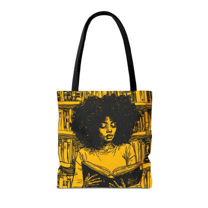 Afro Reading Tote Bag - Afrocentric Art by The Trini Gee