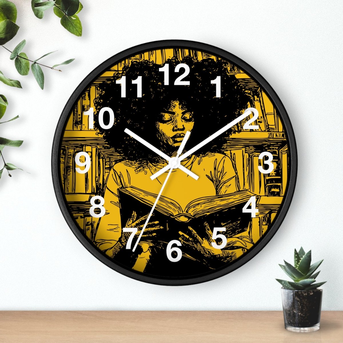 Afro Reading Wall Clock - Afrocentric Art by The Trini Gee
