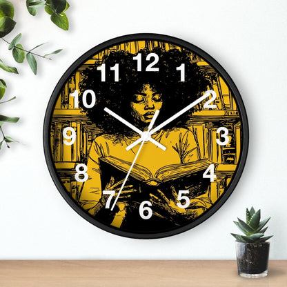 Afro Reading Wall Clock - Afrocentric Art by The Trini Gee