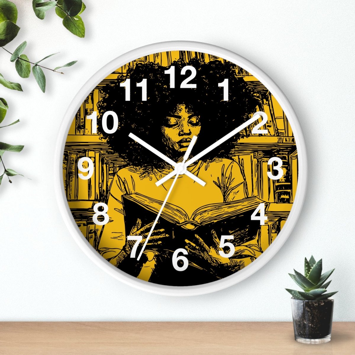 Afro Reading Wall Clock - Afrocentric Art by The Trini Gee