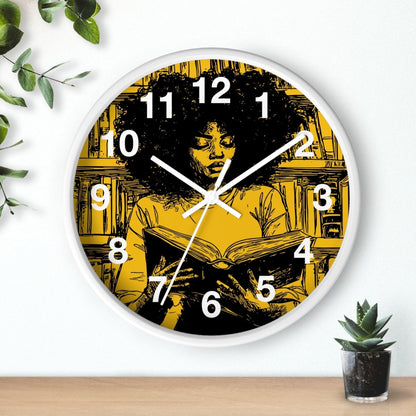 Afro Reading Wall Clock - Afrocentric Art by The Trini Gee