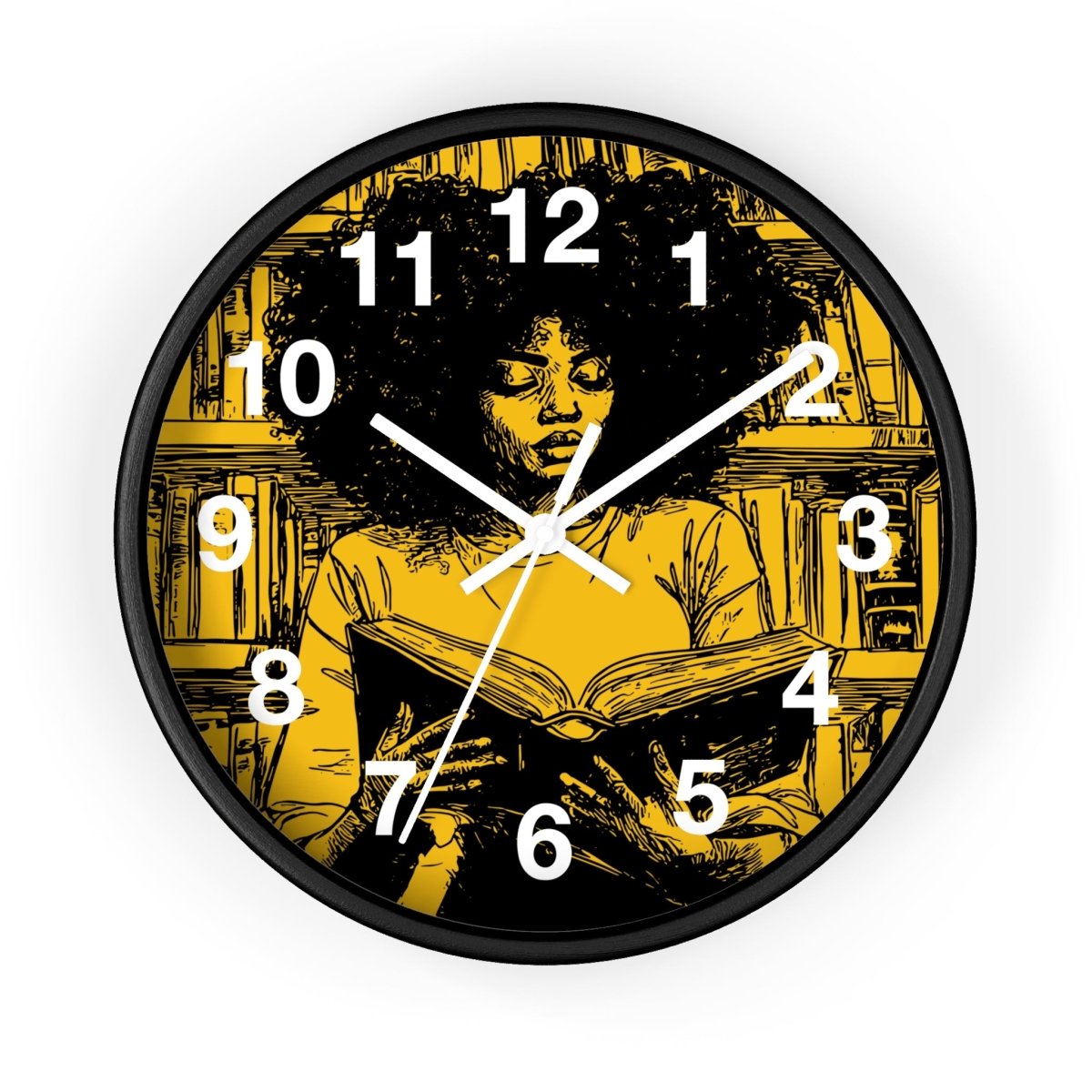 Afro Reading Wall Clock - Afrocentric Art by The Trini Gee
