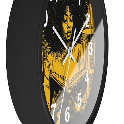 Afro Reading Wall Clock - Afrocentric Art by The Trini Gee