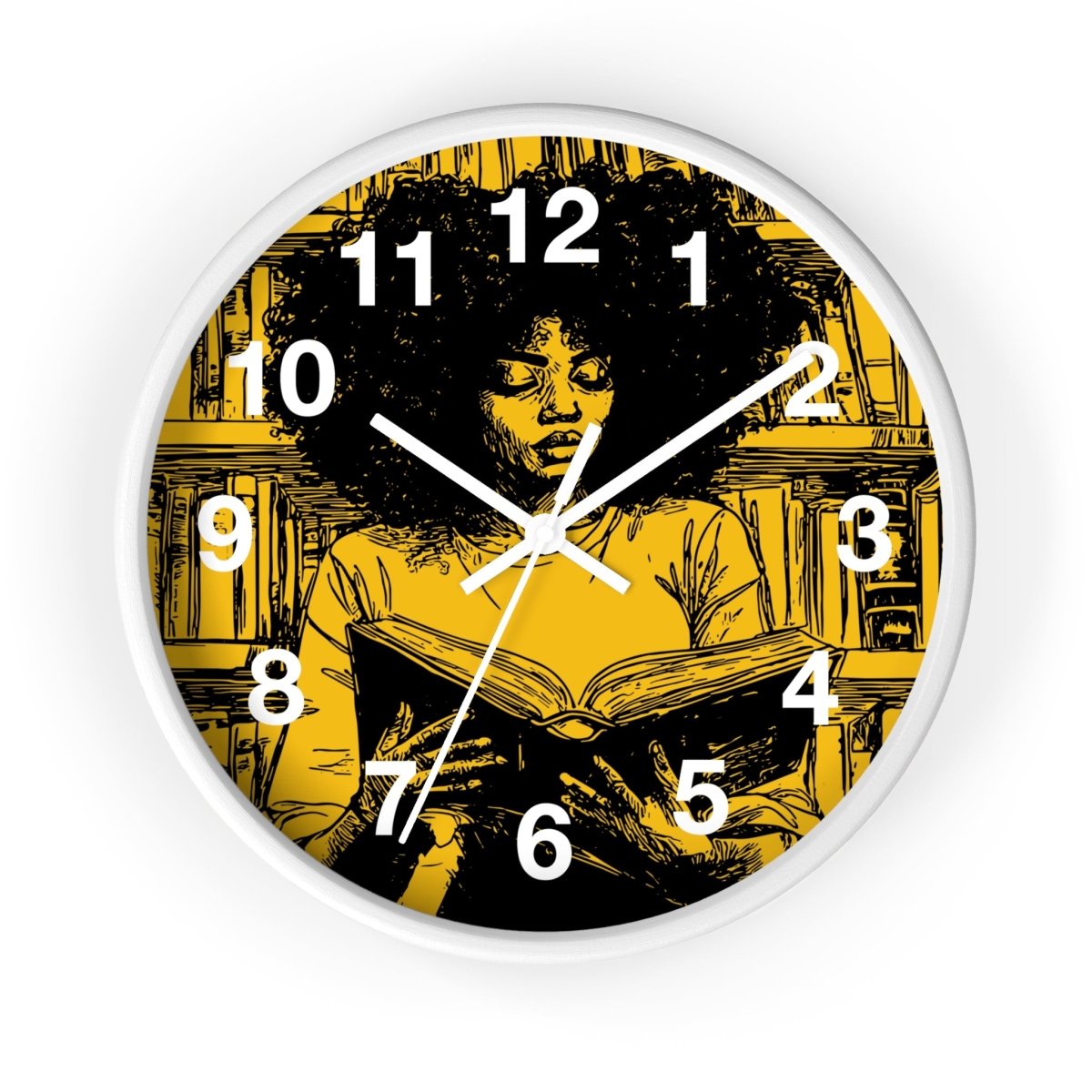 Afro Reading Wall Clock - Afrocentric Art by The Trini Gee