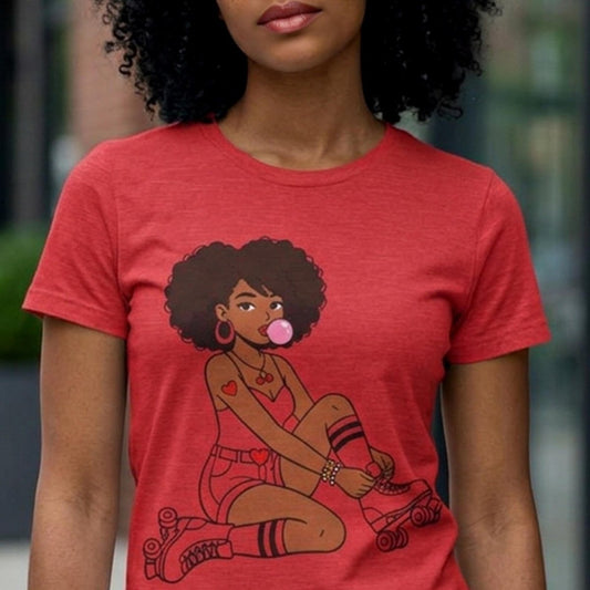 Afro Roller Girl Shirt - Afrocentric Art by The Trini Gee