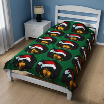 Afro Santa Blanket - Afrocentric Art by The Trini Gee