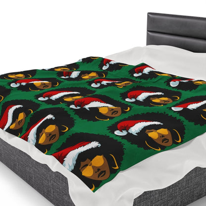 Afro Santa Blanket - Afrocentric Art by The Trini Gee