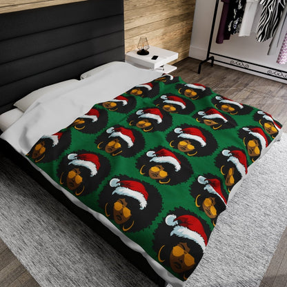 Afro Santa Blanket - Afrocentric Art by The Trini Gee