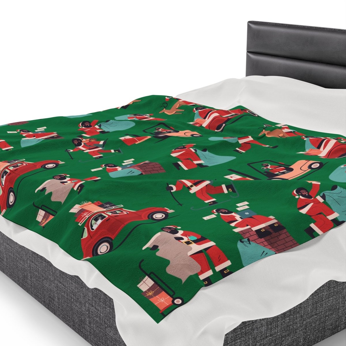 Afro Santa Throw Blanket - Afrocentric Art by The Trini Gee