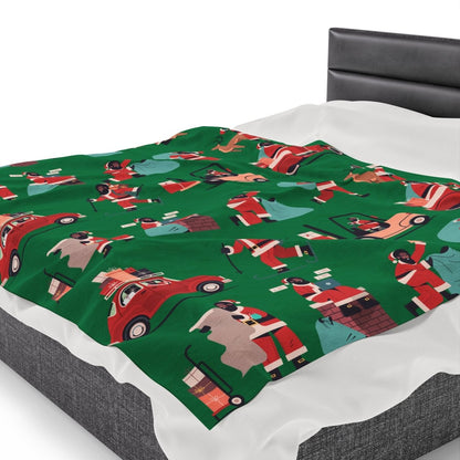Afro Santa Throw Blanket - Afrocentric Art by The Trini Gee