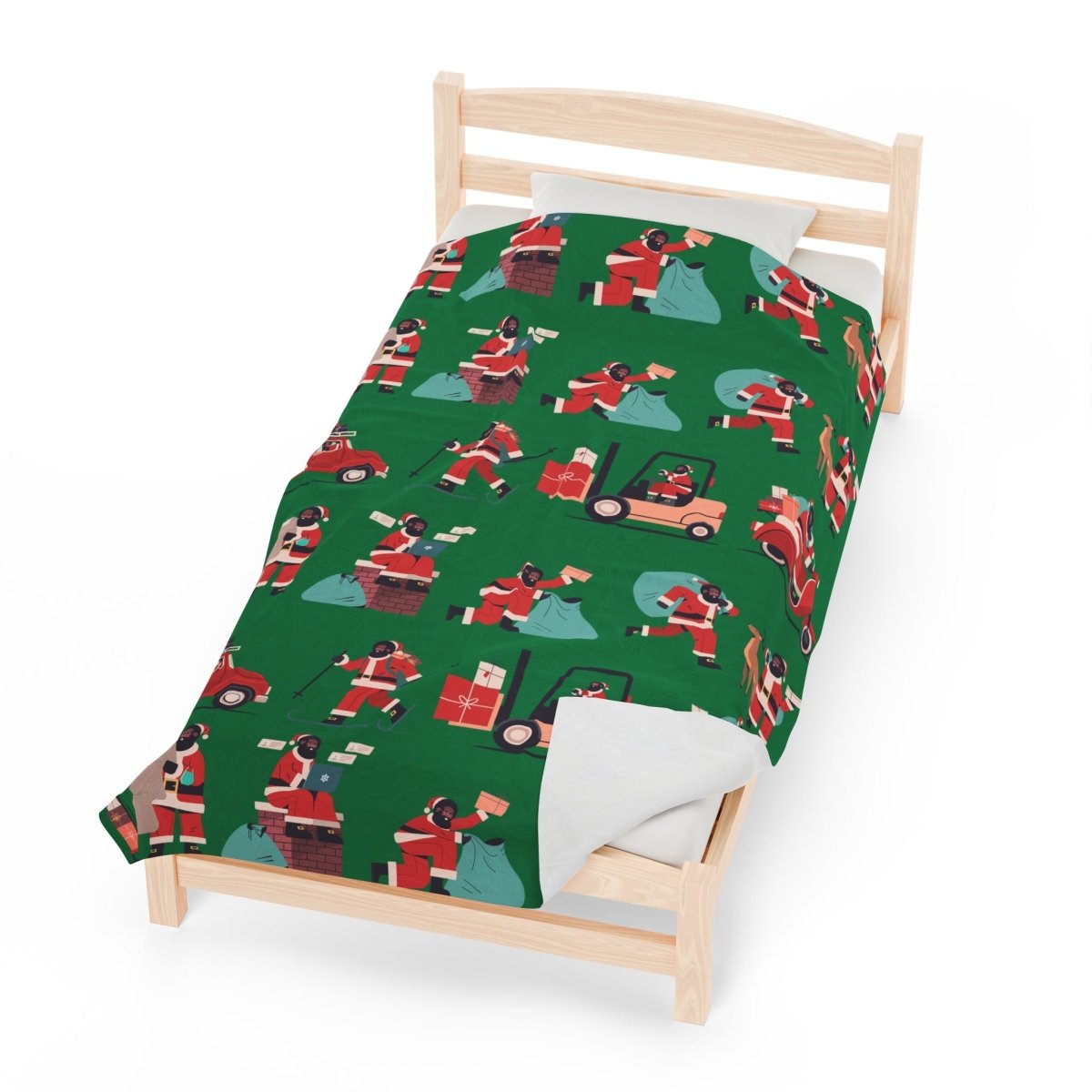Afro Santa Throw Blanket - Afrocentric Art by The Trini Gee