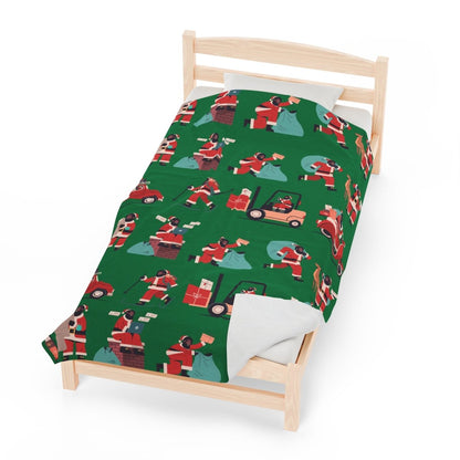 Afro Santa Throw Blanket - Afrocentric Art by The Trini Gee