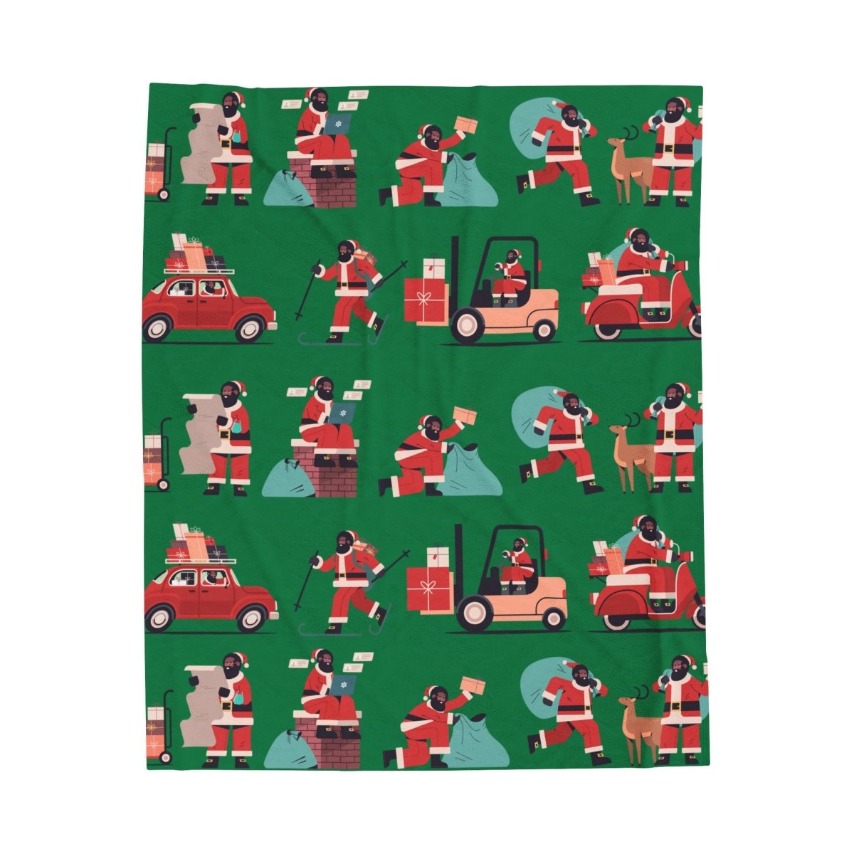 Afro Santa Throw Blanket - Afrocentric Art by The Trini Gee