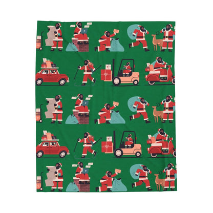Afro Santa Throw Blanket - Afrocentric Art by The Trini Gee