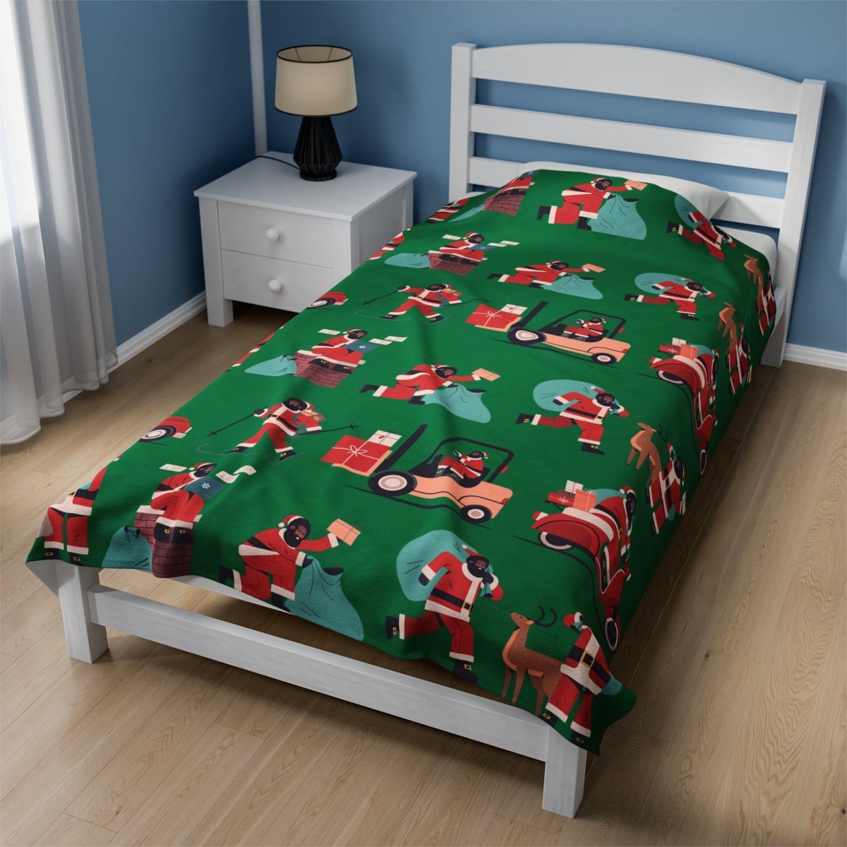 Afro Santa Throw Blanket - Afrocentric Art by The Trini Gee