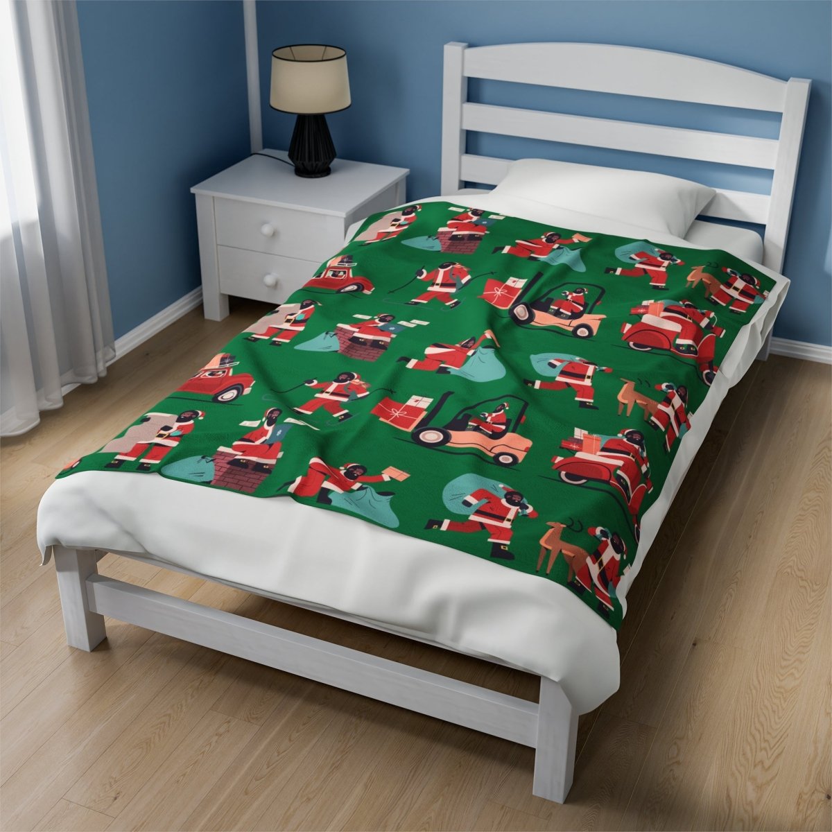 Afro Santa Throw Blanket - Afrocentric Art by The Trini Gee