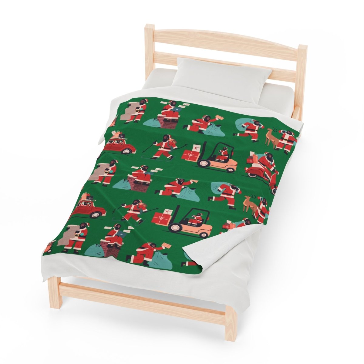 Afro Santa Throw Blanket - Afrocentric Art by The Trini Gee