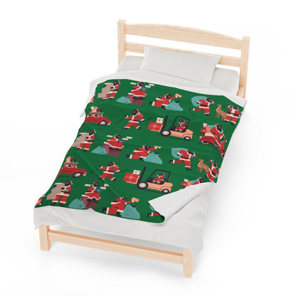 Afro Santa Throw Blanket - Afrocentric Art by The Trini Gee