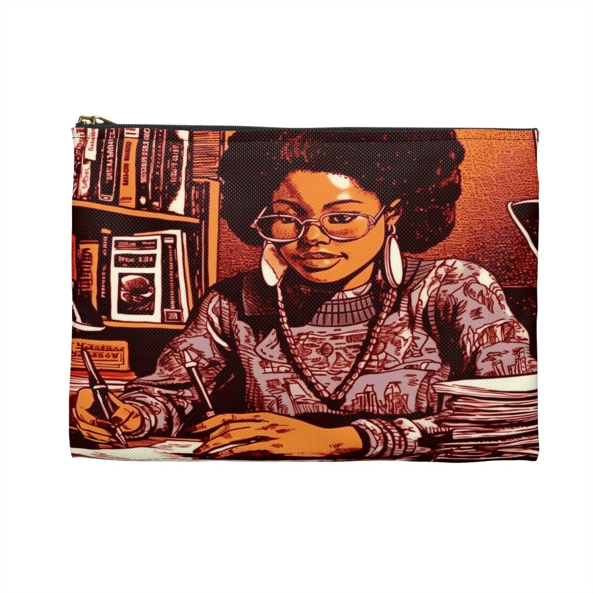 Afro Scholar Accessory Pouch - Afrocentric Art by The Trini Gee