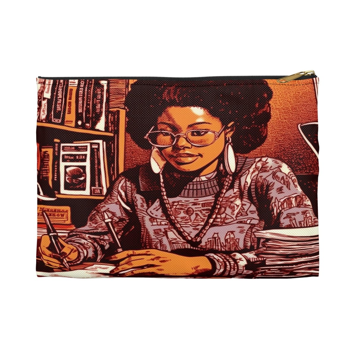 Afro Scholar Accessory Pouch - Afrocentric Art by The Trini Gee