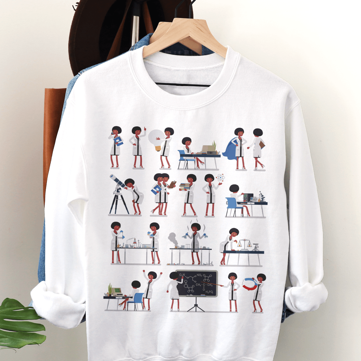 Afro Scientist Sweatshirt - Afrocentric Art by The Trini Gee