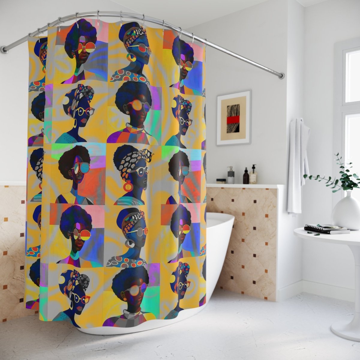 Afro Squares Shower Curtain - Afrocentric Art by The Trini Gee