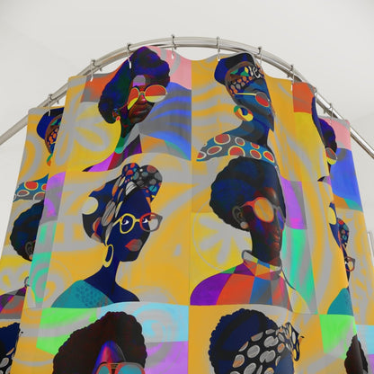 Afro Squares Shower Curtain - Afrocentric Art by The Trini Gee